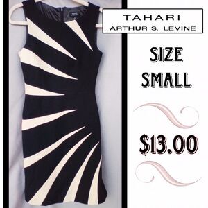 Tahari Black and Cream Mini Dress